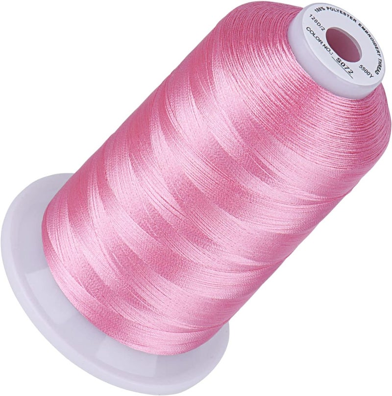simthread 5500Yds Embroidery Thread, 5000M High-Yardage 40WT 100% Polyester Thread – 170+ Vivid Colors, High-Speed Rated – Compatible with Brother, Singer, Janome & More - Soft Pink S072 - Image 1